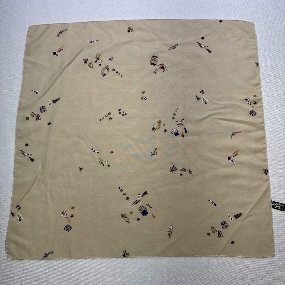 Vintage Symphony Scarfs Square Neck Scarf Beige Abstract Geometric MCM Bandana